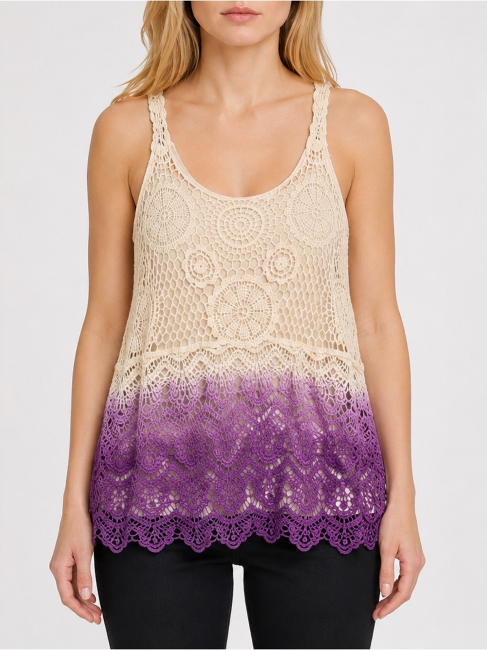 INC International Concepts Crochet Lace Ombre Dye Tank Top 2-Piece Set Size XL*